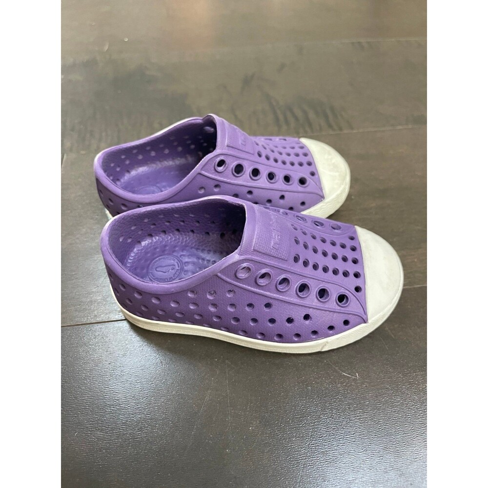Native Little Girls Jefferson Lilac Rubber Waterproof No Lace Slip On Shoe Sz C5